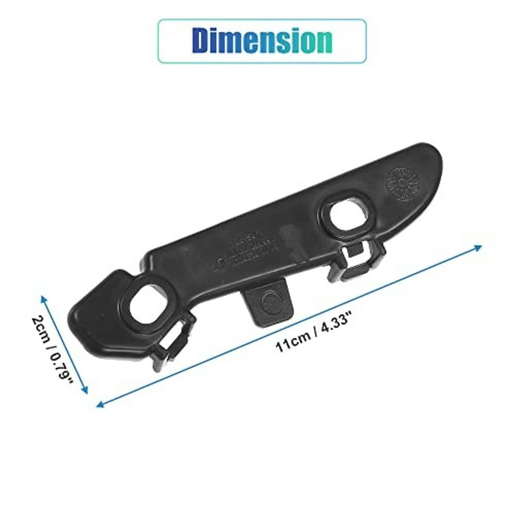 Black plastic front bumper mounting support bracket pair with circular hole openings