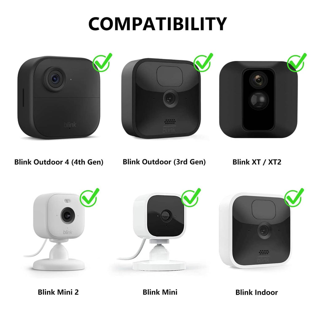 Compatibility view showing the mount with several Blink camera models