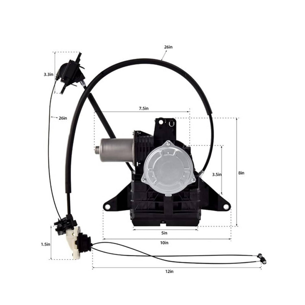 Right-side power sliding door motor cable set with dimensions diagram