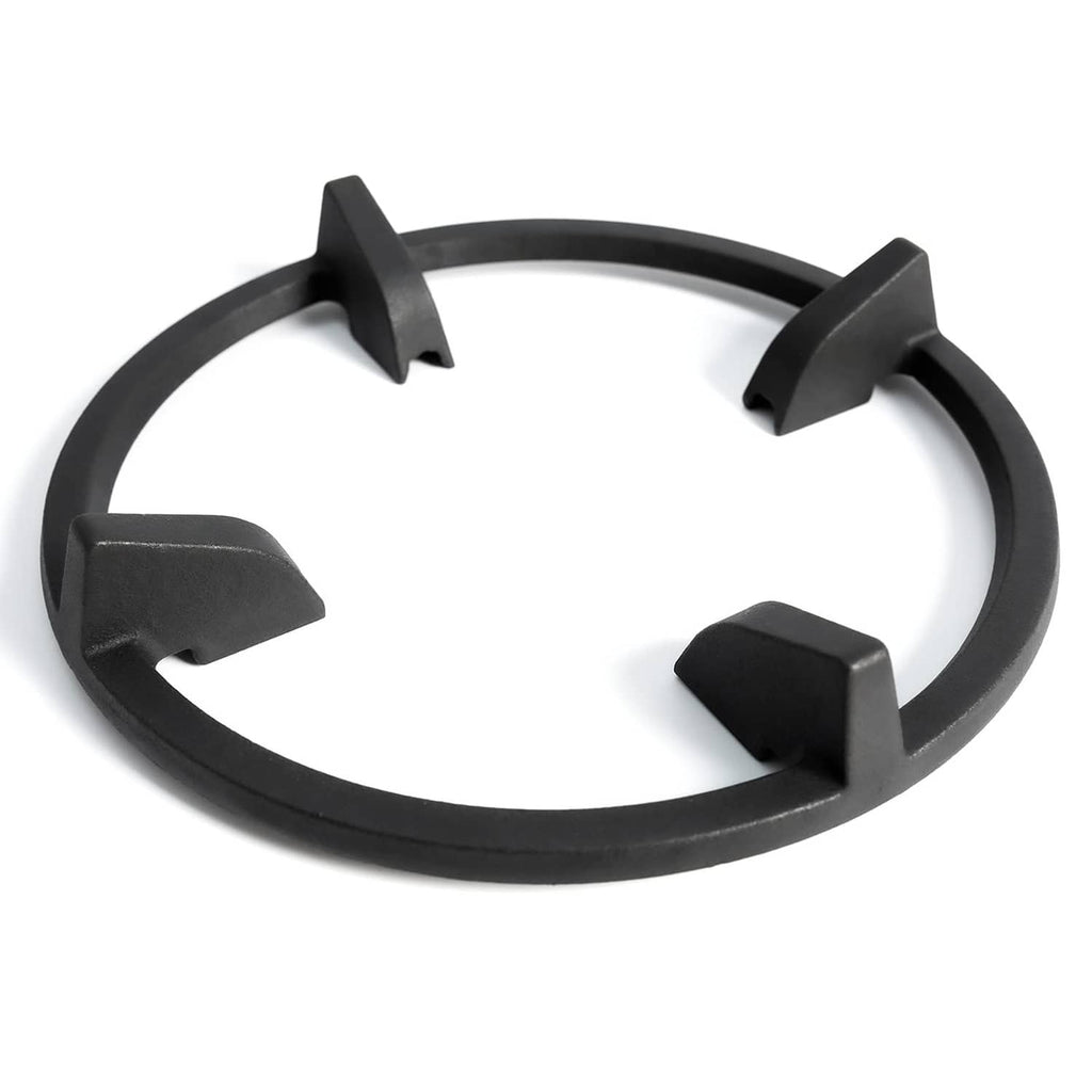 9-inch black cast iron wok ring with four support tabs