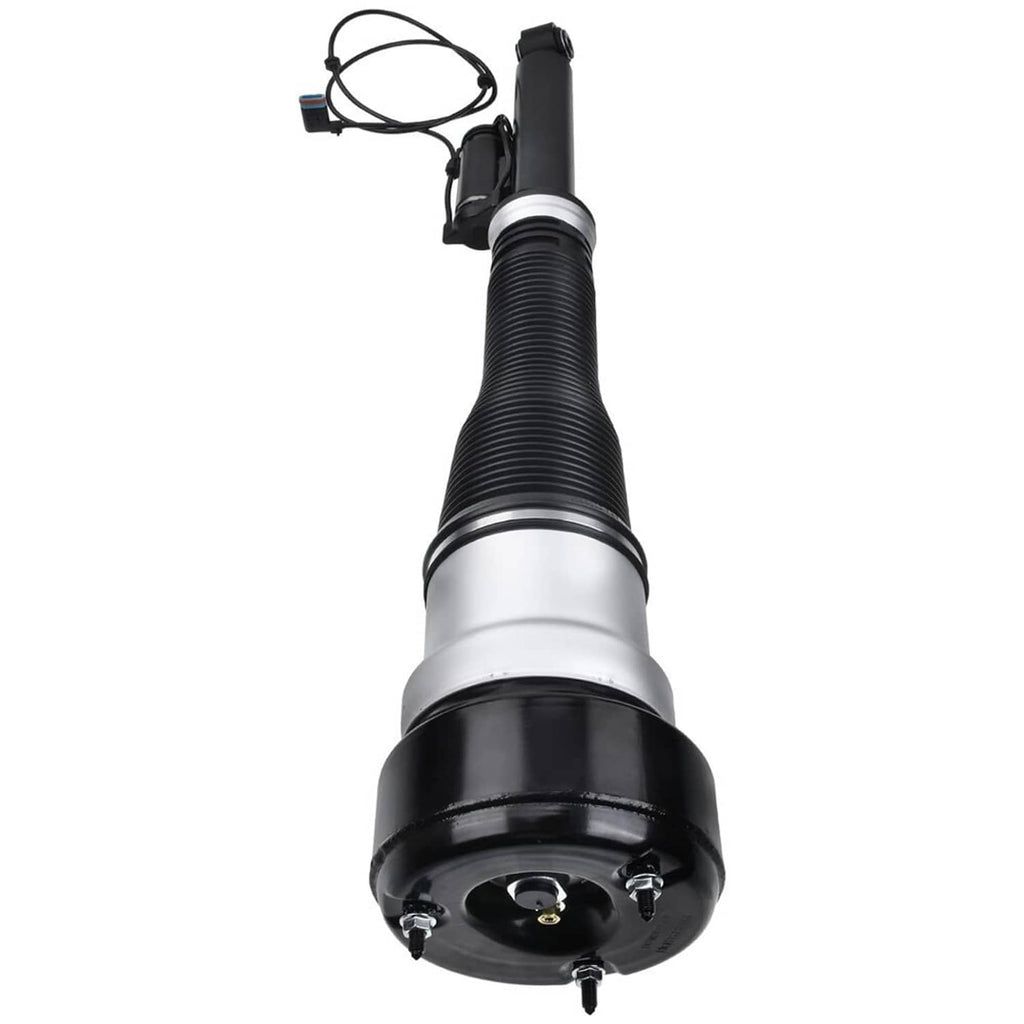 Rear air suspension strut with top electrical connector and black mounting plate