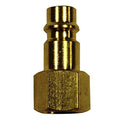 Brass adapter fitting with hex body and visible threads, close-up