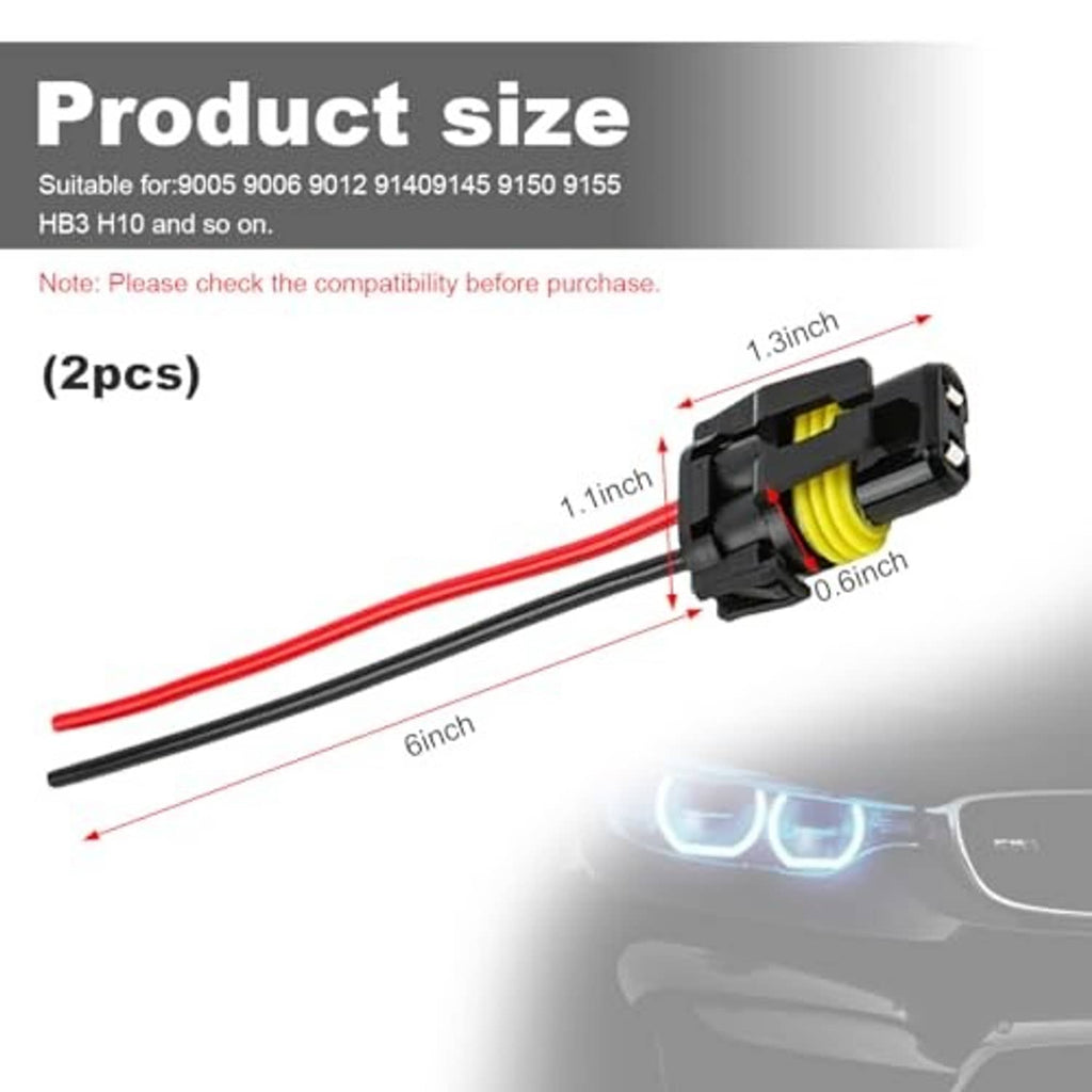 Headlight socket wiring connector with red/black wires and a yellow terminal block