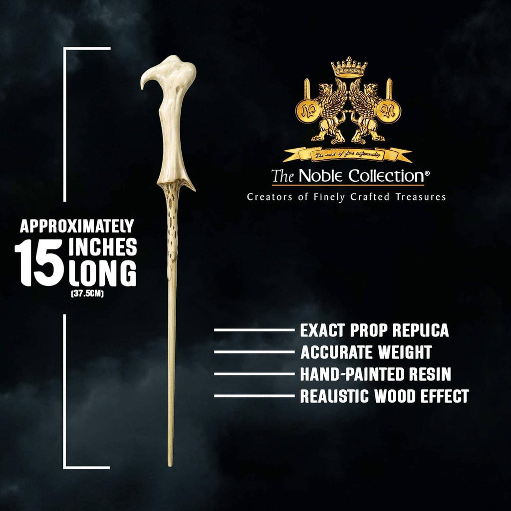 Voldemort-style wand, approximately 15 inches long, with carved pale handle