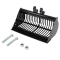 Black screening skeleton mud bucket attachment with ridged drum and mounting plates