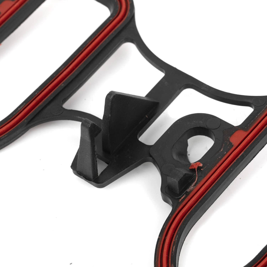 Fel-Pro intake manifold gasket with black gasket and red seal bead, engine-port openings