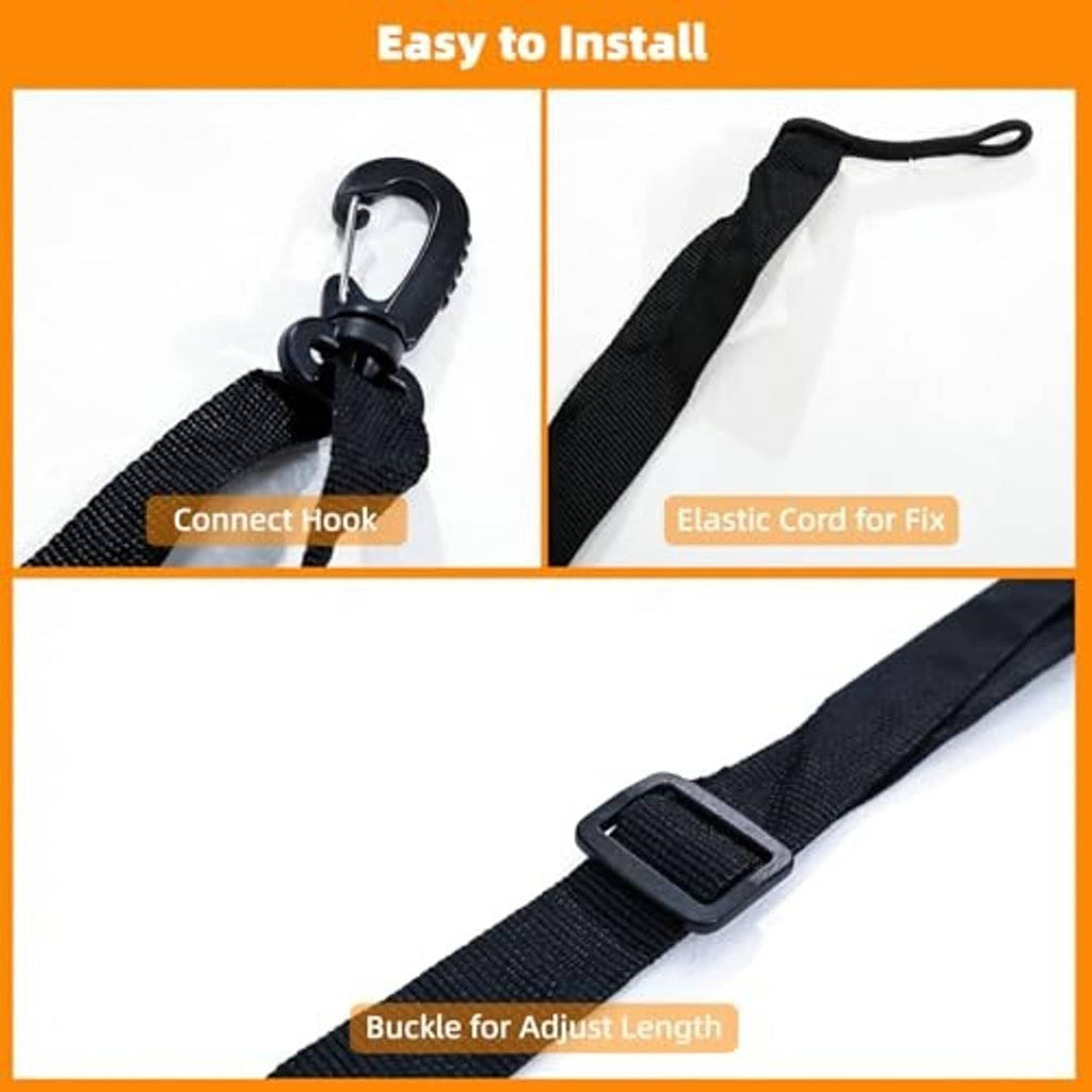 Adjustable strap system for strike zone target net, with hooks and elastic cord