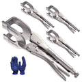 KARRYTON 4-piece U-shaped locking pliers set with protective gloves, silver metal