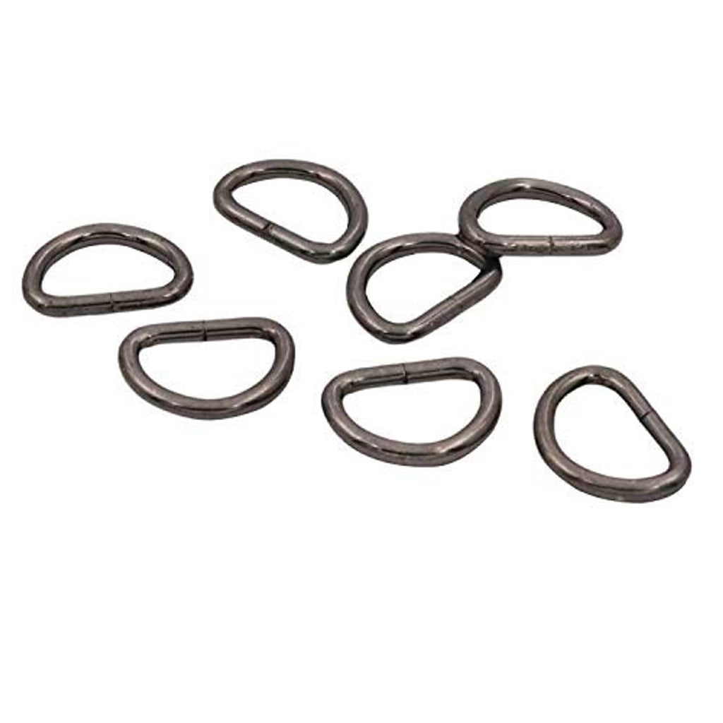 Metal D-ring buckle rings, dark bronze, multiple open oval loops