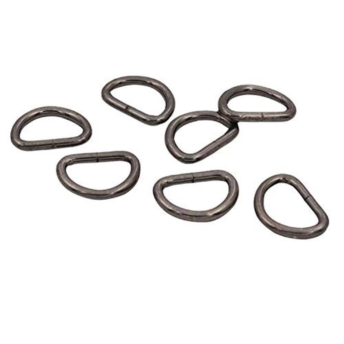 Metal D-ring buckle rings, dark bronze, multiple open oval loops