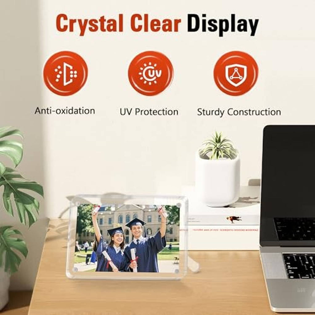 Crystal-clear acrylic photo frame with UV protection for sturdy daily display