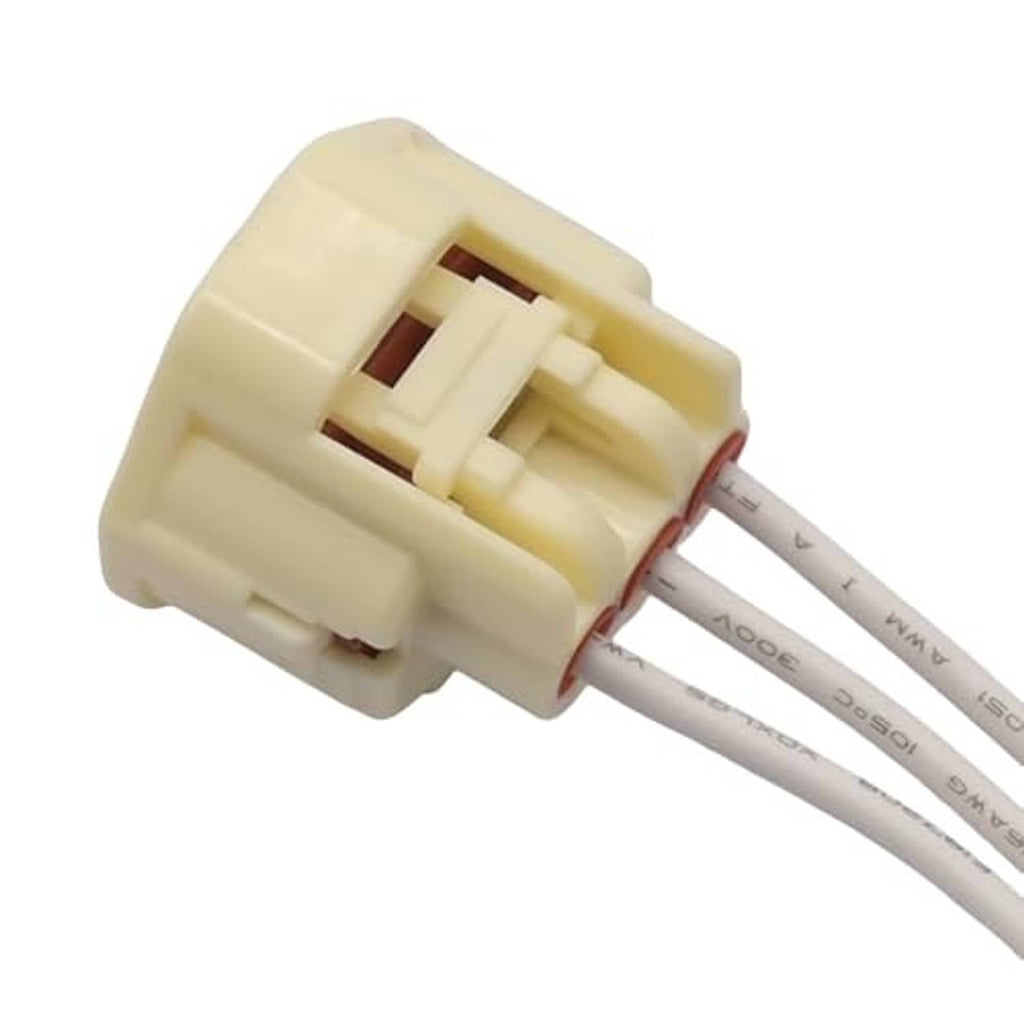 Throttle position sensor connector with beige housing and two attached gray wire leads