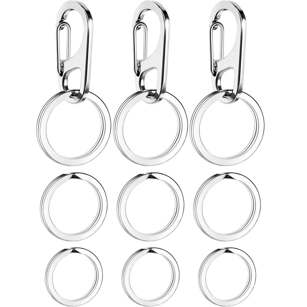 Stainless steel dog ID tag clips with round rings, set of 3