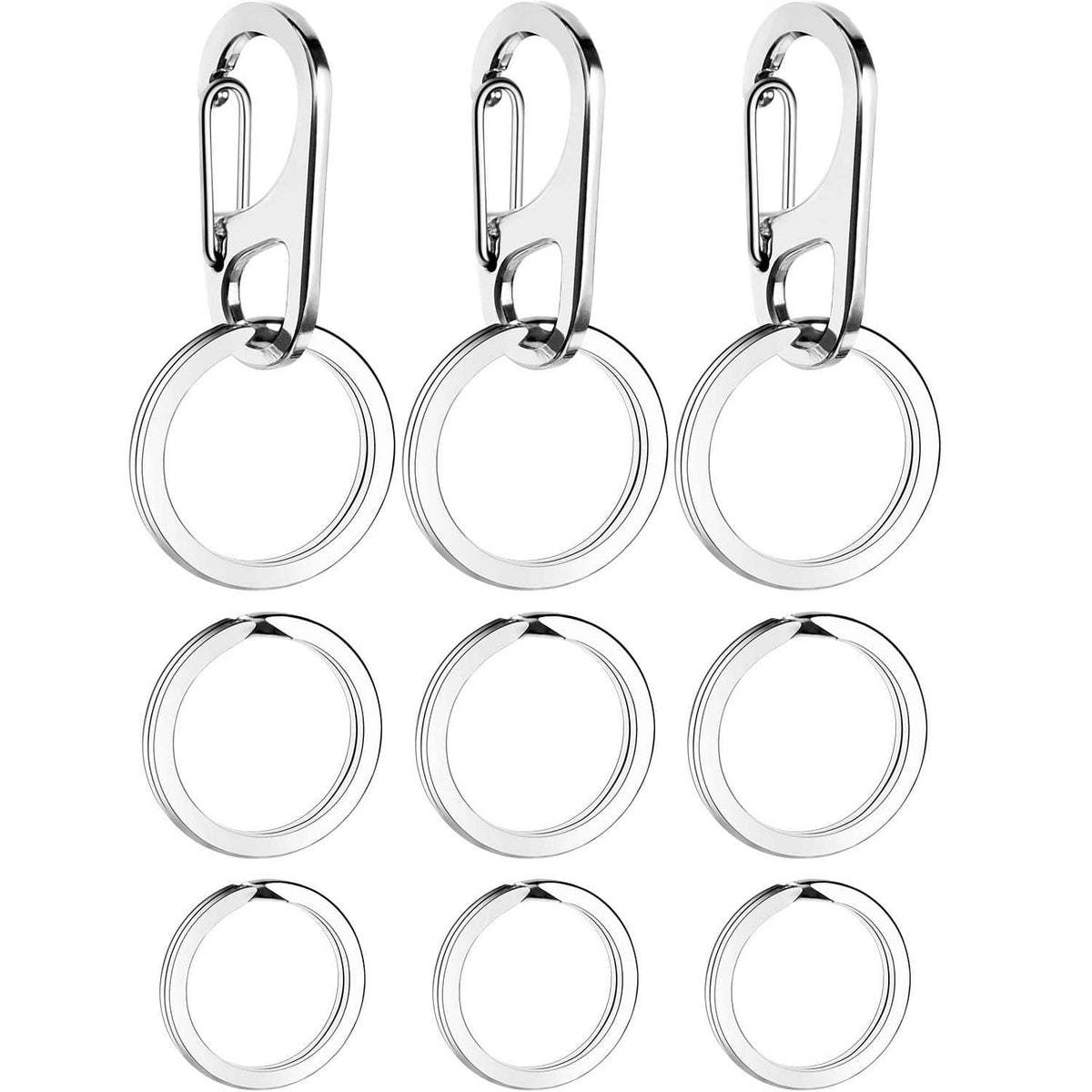 Stainless steel dog ID tag clips with round rings, set of 3