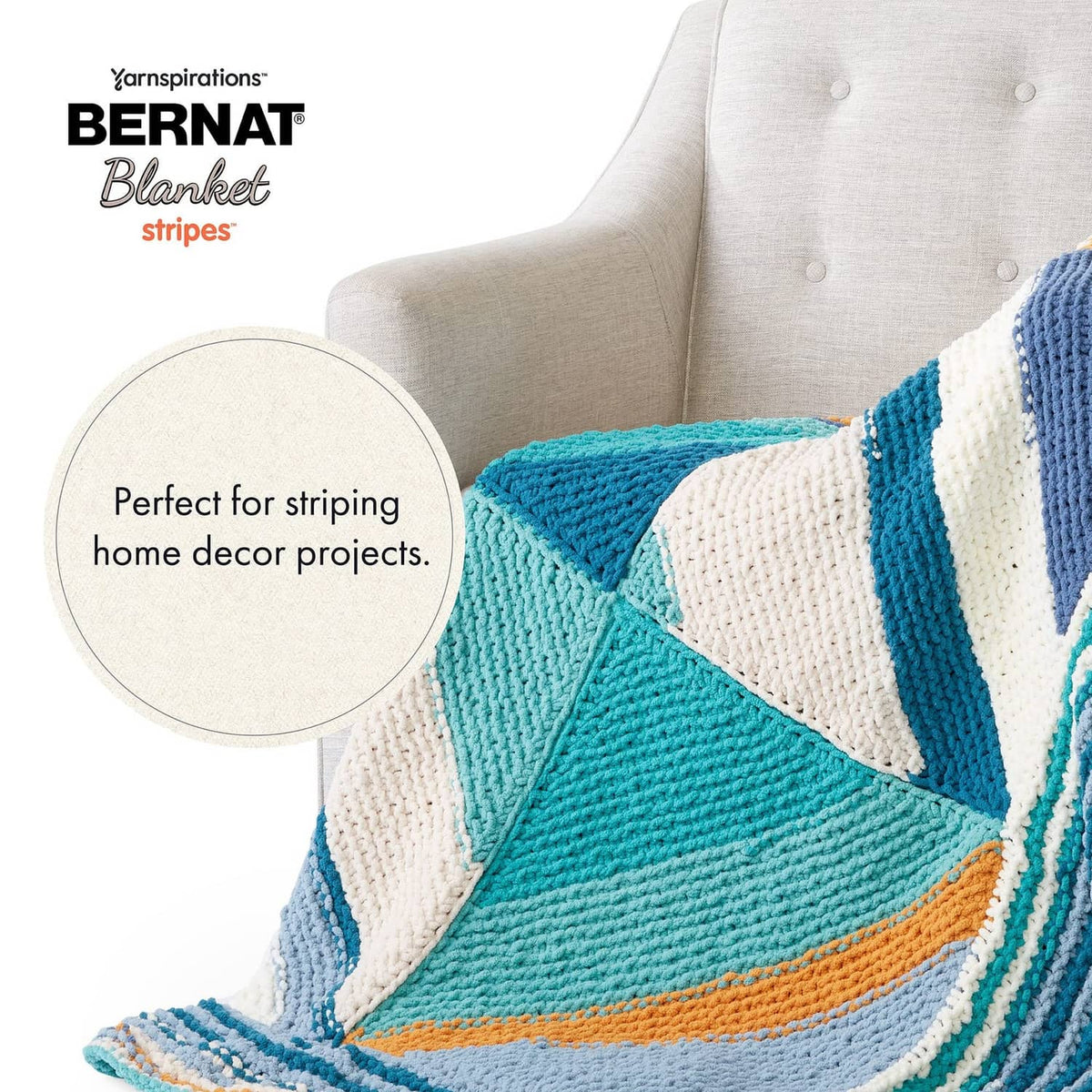 Waffle-textured striped blanket in teal, cream, and blue