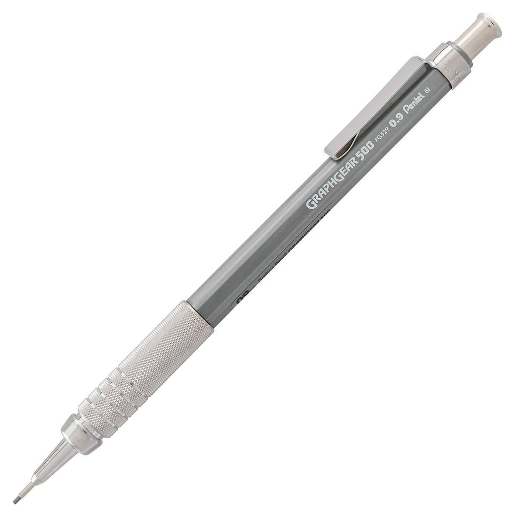 Pentel Graphgear 500 mechanical drafting pencil, 0.9 mm tip, silver-gray body