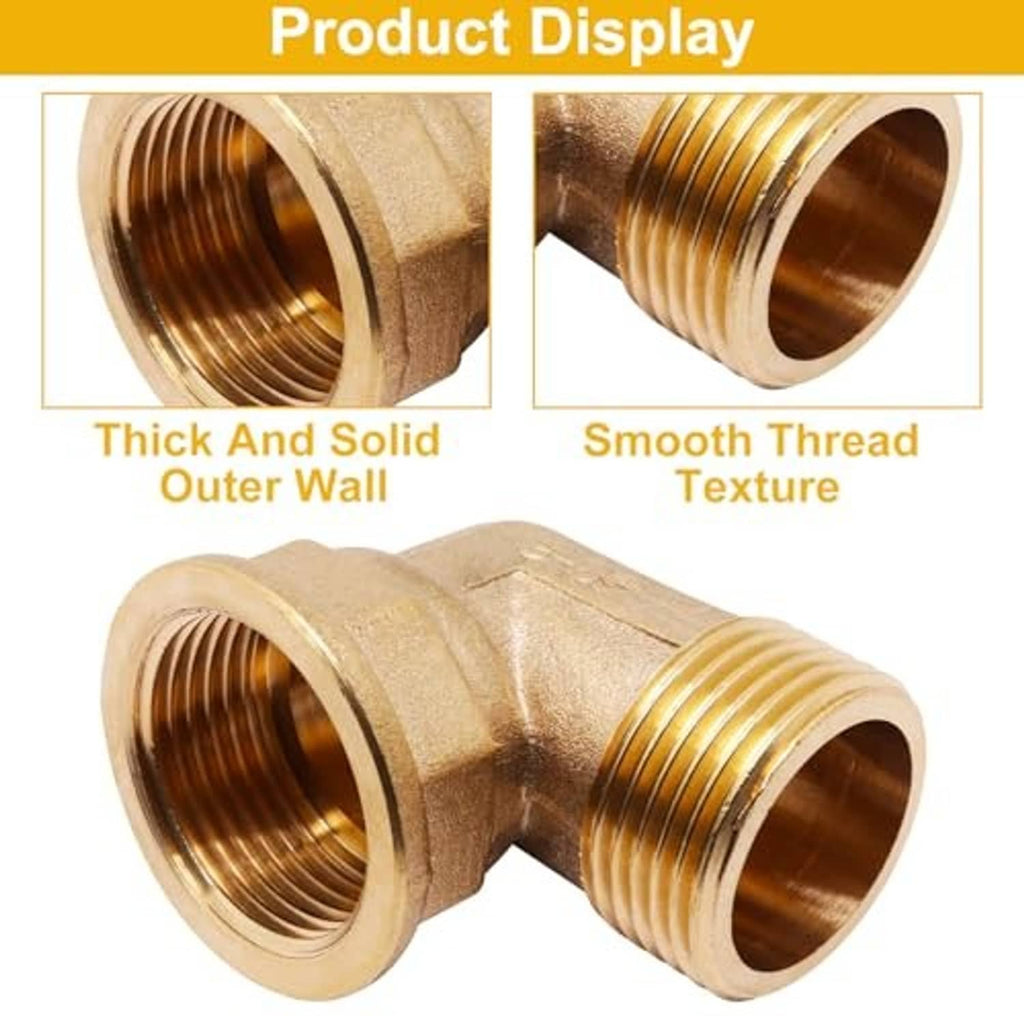 Brass 90-degree elbow fitting with smooth texture and internal NPT threads