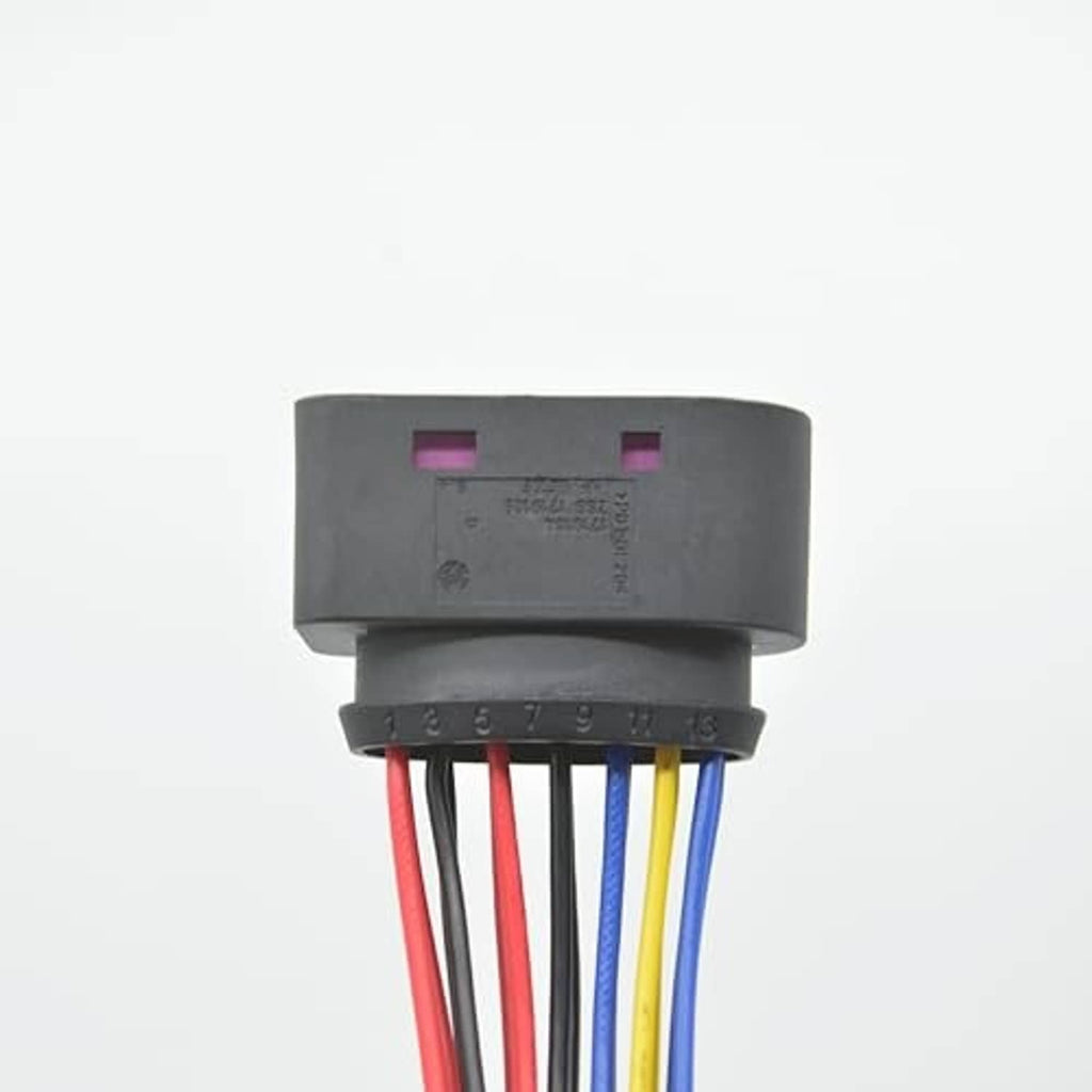 14-pin car HID xenon pigtail plug housing rear with labeled wiring terminals and pins