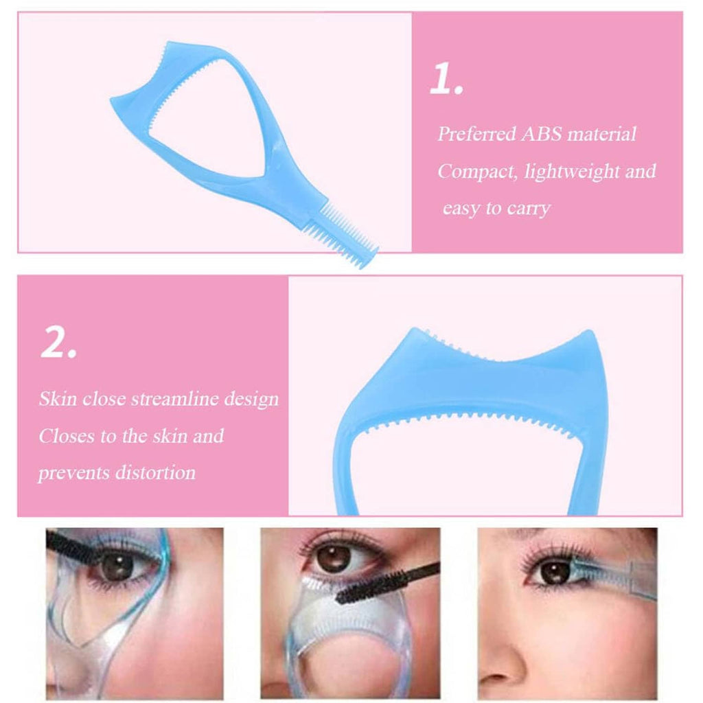 Blue eyelash shield tool on top, with pink tools in separate sections