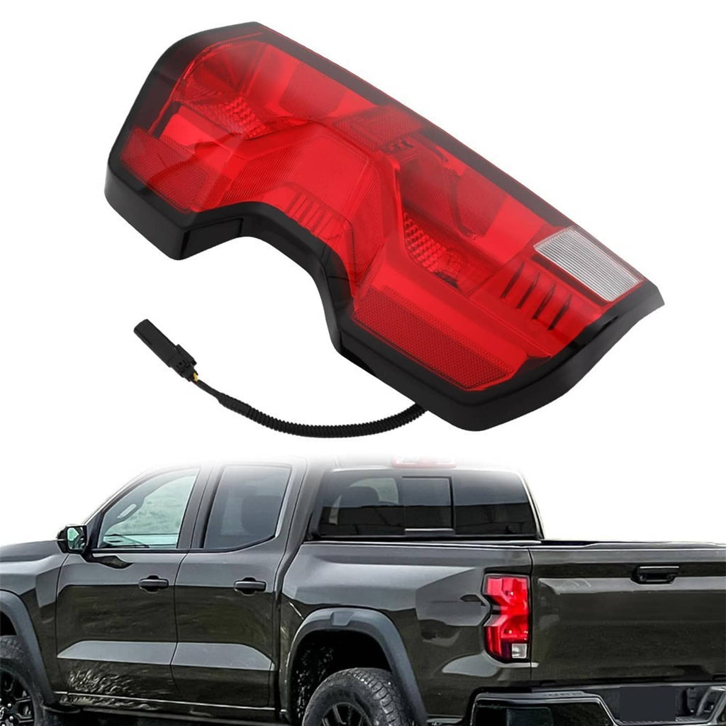 Left driver-side tail light assembly with red lens and clear reverse section