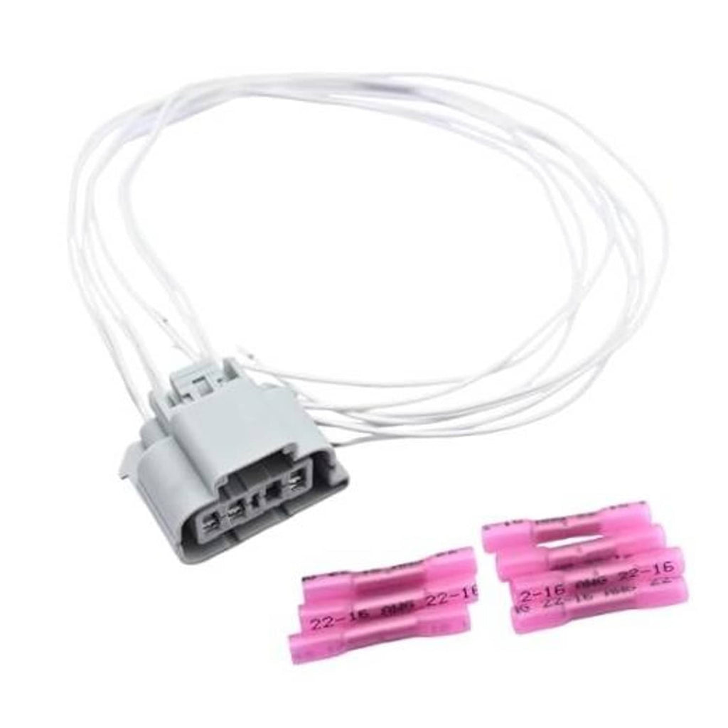 Headlight connector pigtail wiring harness with gray plug and white wire leads