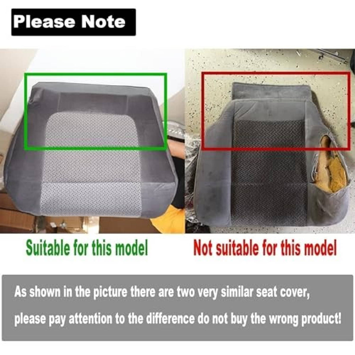Dark gray cloth seat cover showing textured front cushion panel