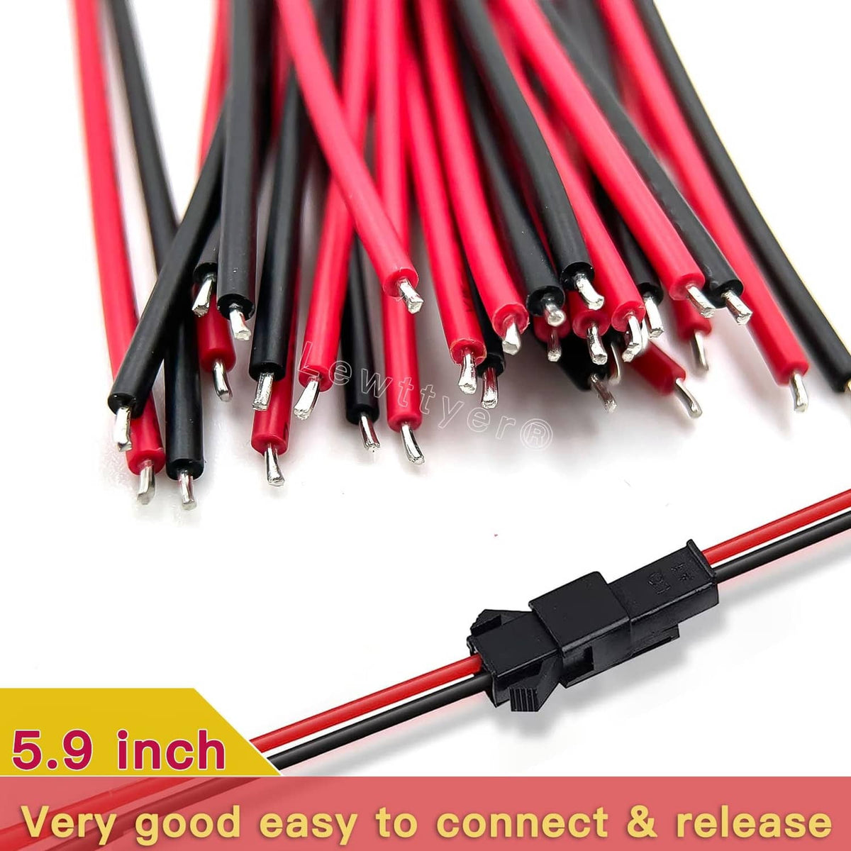 18 AWG red and black wires with JST SM 2-pin connector for easy connect