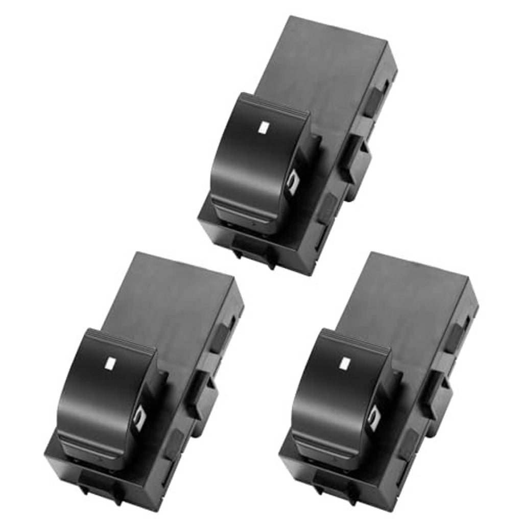 Set of three passenger-side power window switches, black rocker switches.