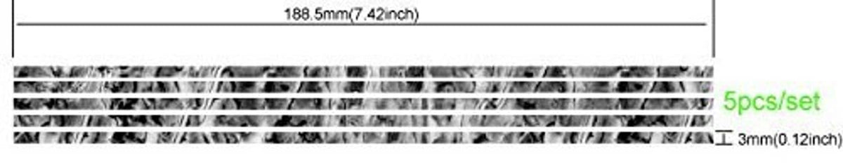 Guitar inlay sticker strip dimensions: 188.5mm length, 3mm width, striped pattern