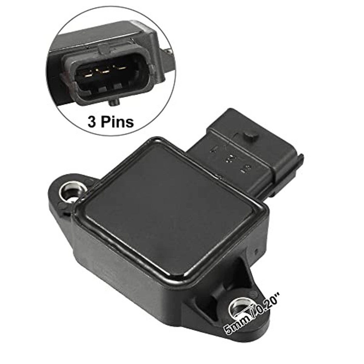 Throttle position sensor with 3-pin connector, black housing and mounting bracket