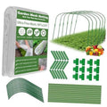 Green ultra-fine garden mesh netting with curved support hoops and connecting clips