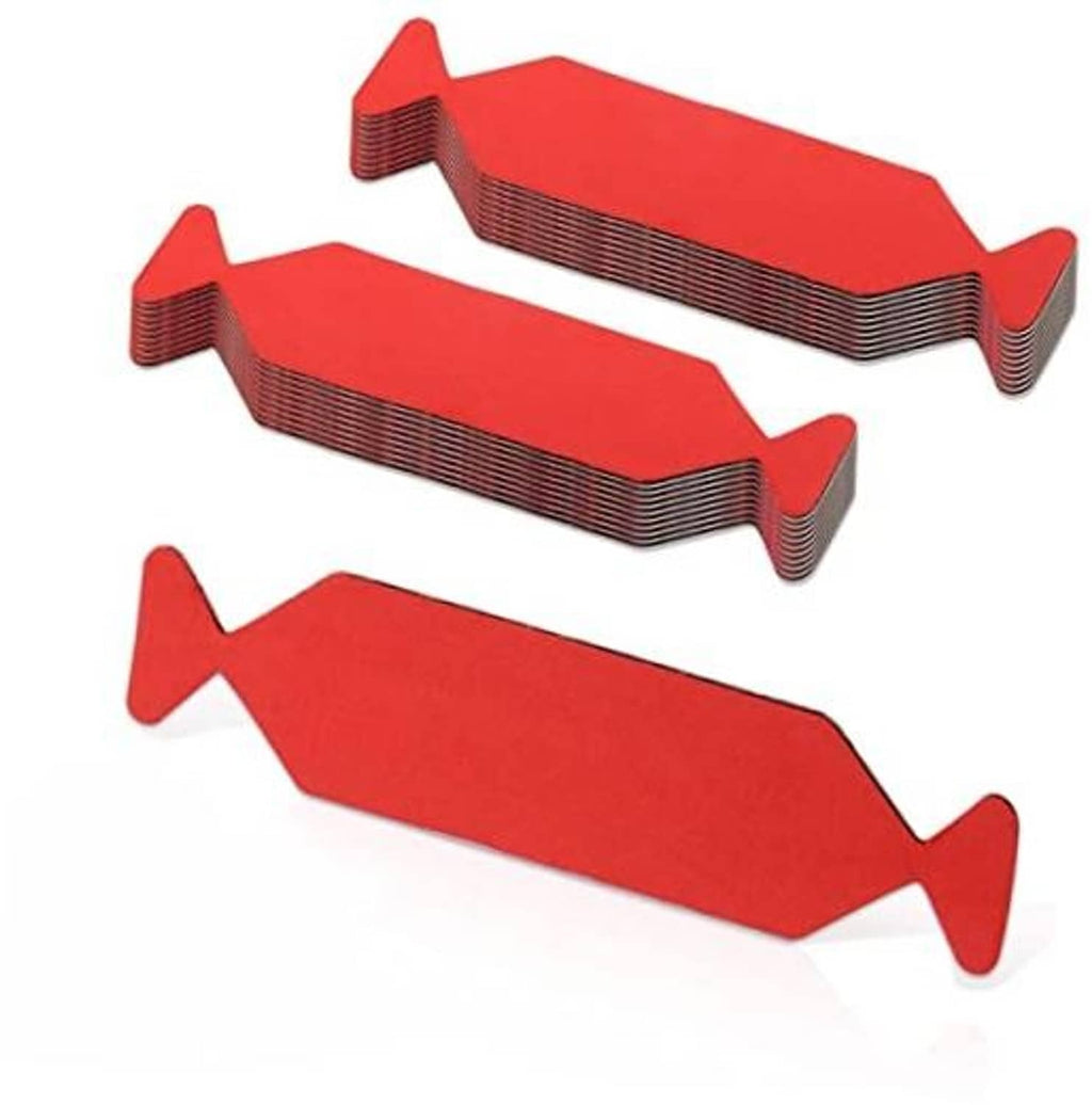 Red felt buffer tape strips stacked in three arrow-ended pieces