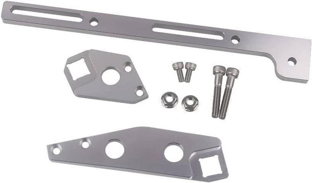 Aluminum mounting bracket plates with bolts, nuts, and washer hardware, silver gray