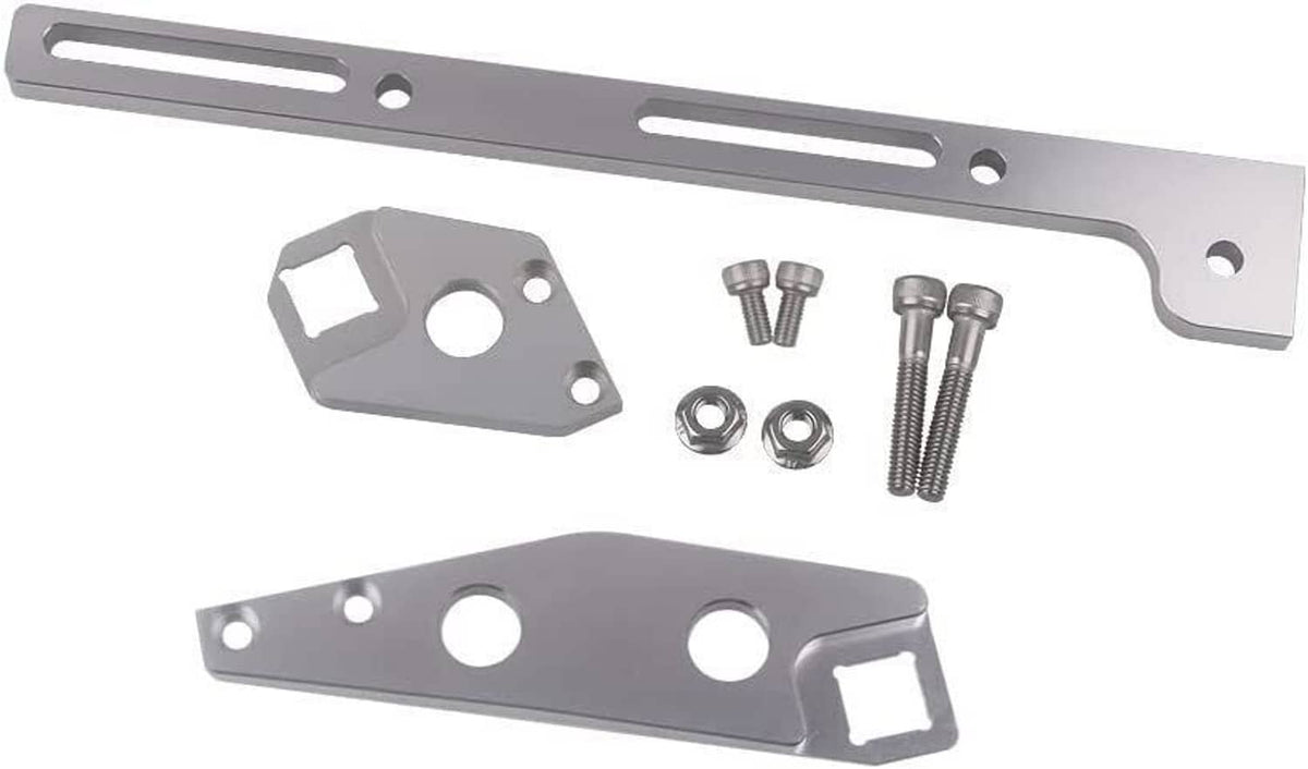 Aluminum mounting bracket plates with bolts, nuts, and washer hardware, silver gray
