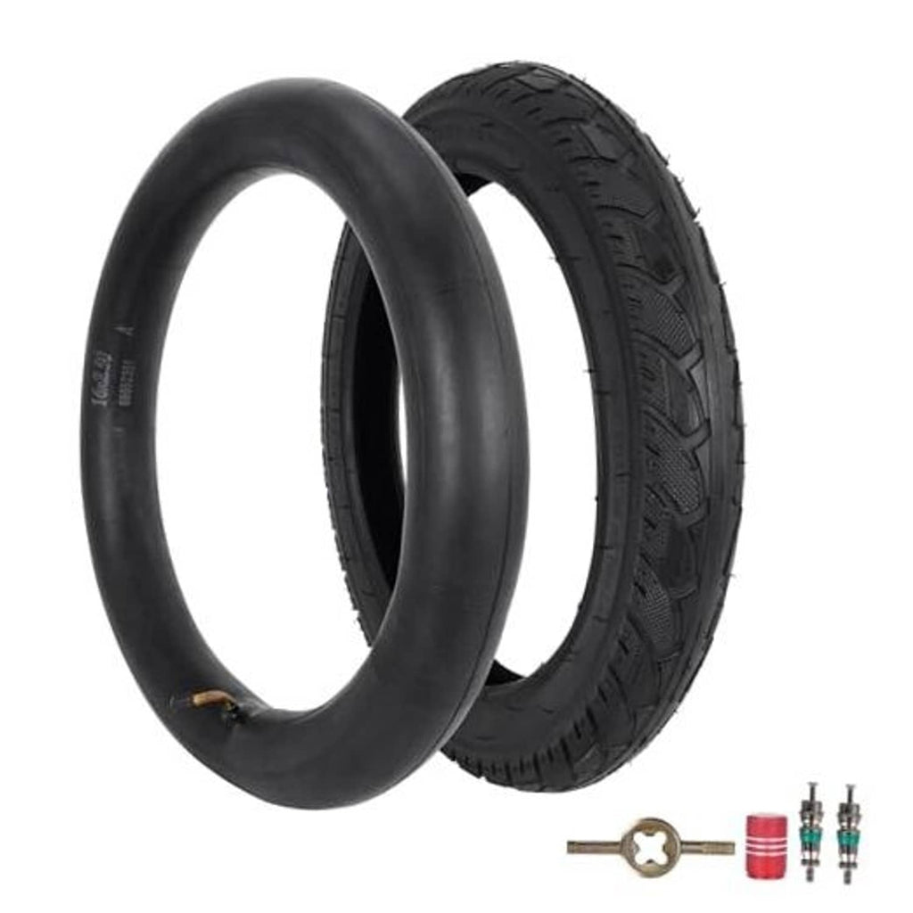 Black 16x2.50 scooter tire and inner tube set with two paired wheels