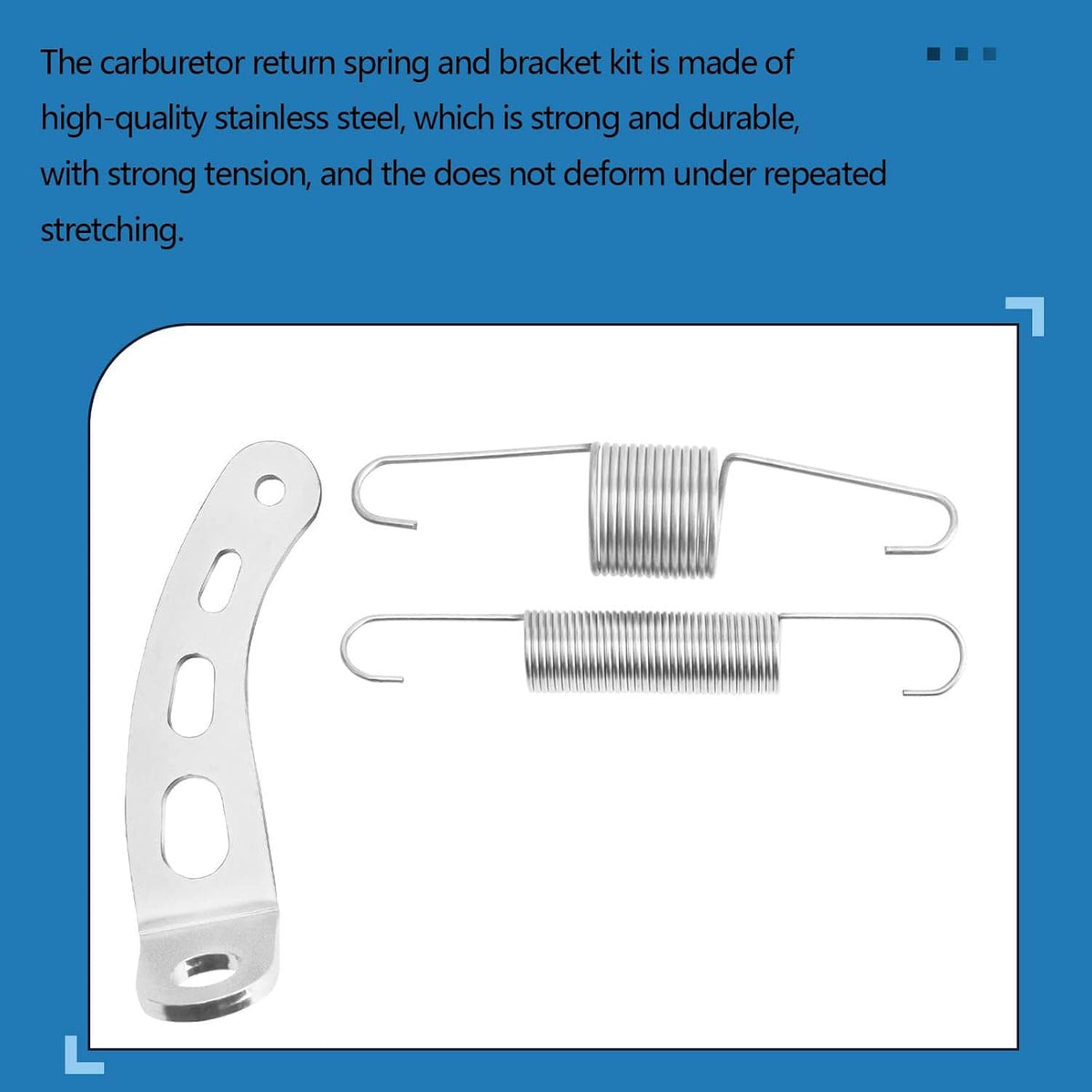 Stainless steel return spring bracket kit with mounting bracket and two coil springs
