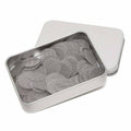 Stainless steel pipe screen set in metal storage box, gray mesh discs inside