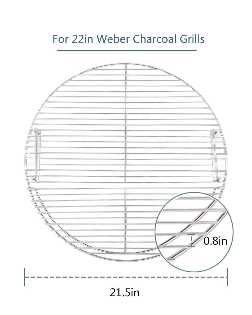 Round stainless steel wire cooking grate with hinged sections and side supports
