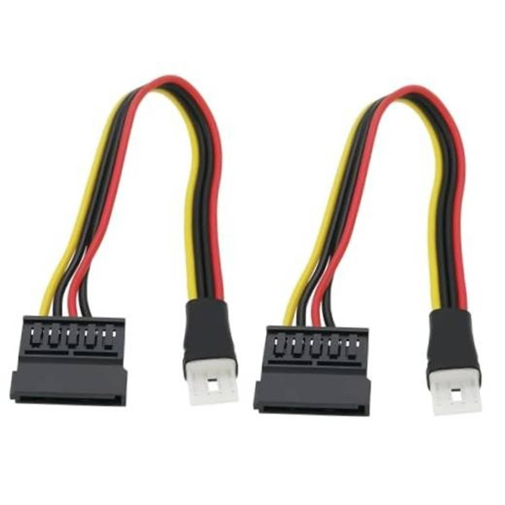 4-pin FDD male to 15-pin SATA female adapter cable, red/yellow/black wire leads