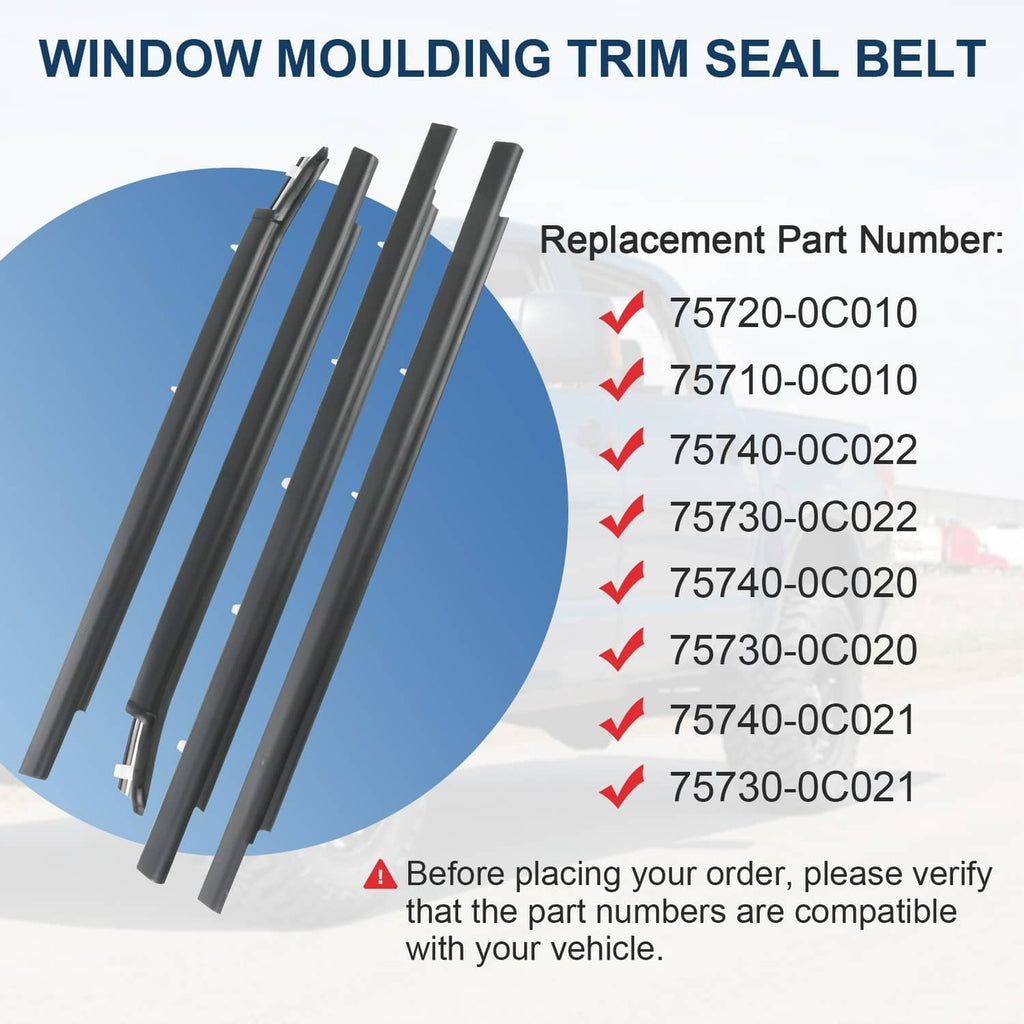 Black window moulding trim seal belts bundle with clip-style ends