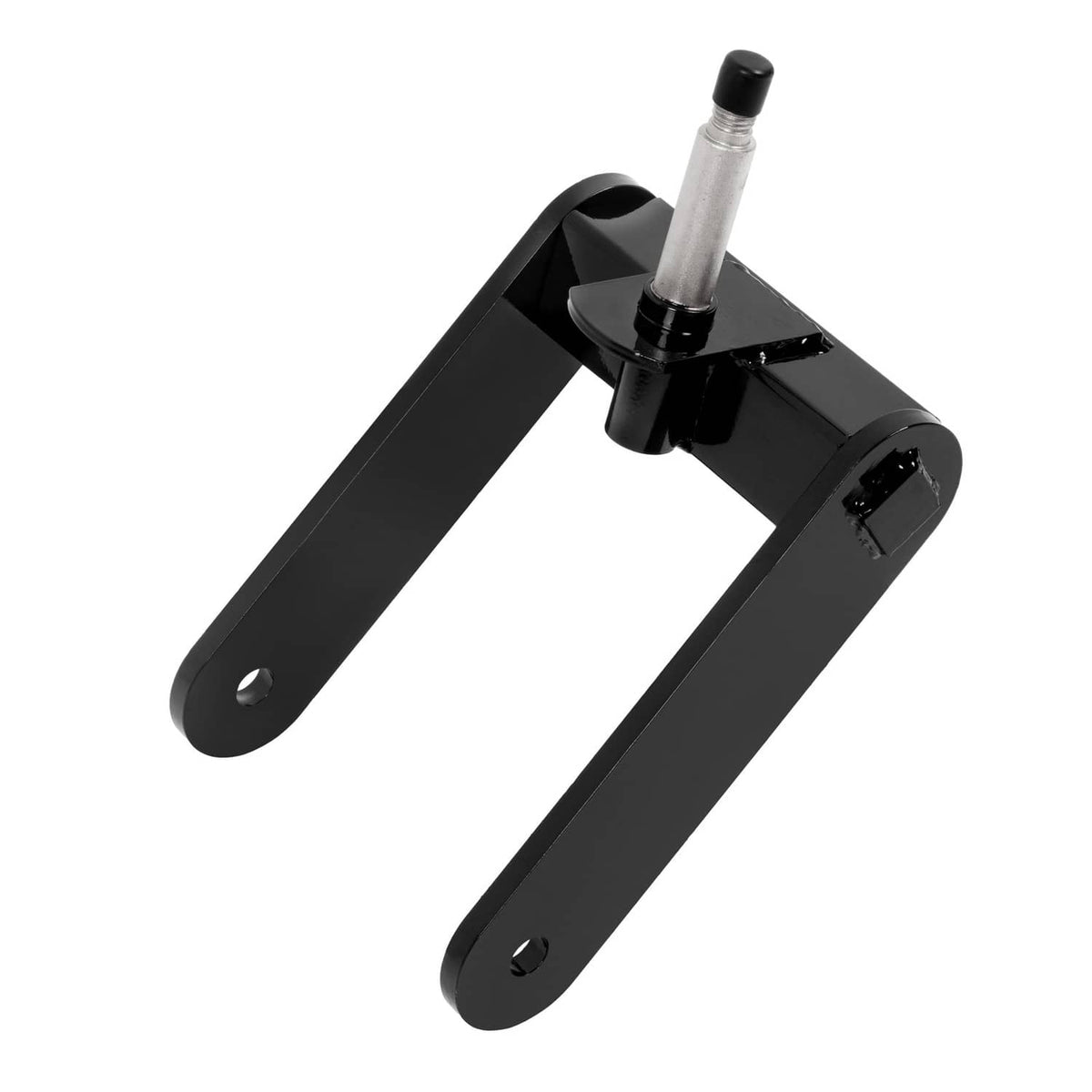 Black mower fork mount set with angled arms and silver axle support