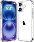 Transparent shockproof iPhone 16 Plus case with protected corners and camera opening