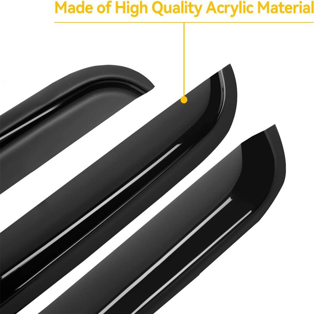 Black acrylic window visor detail with smooth glossy finish and curved edge