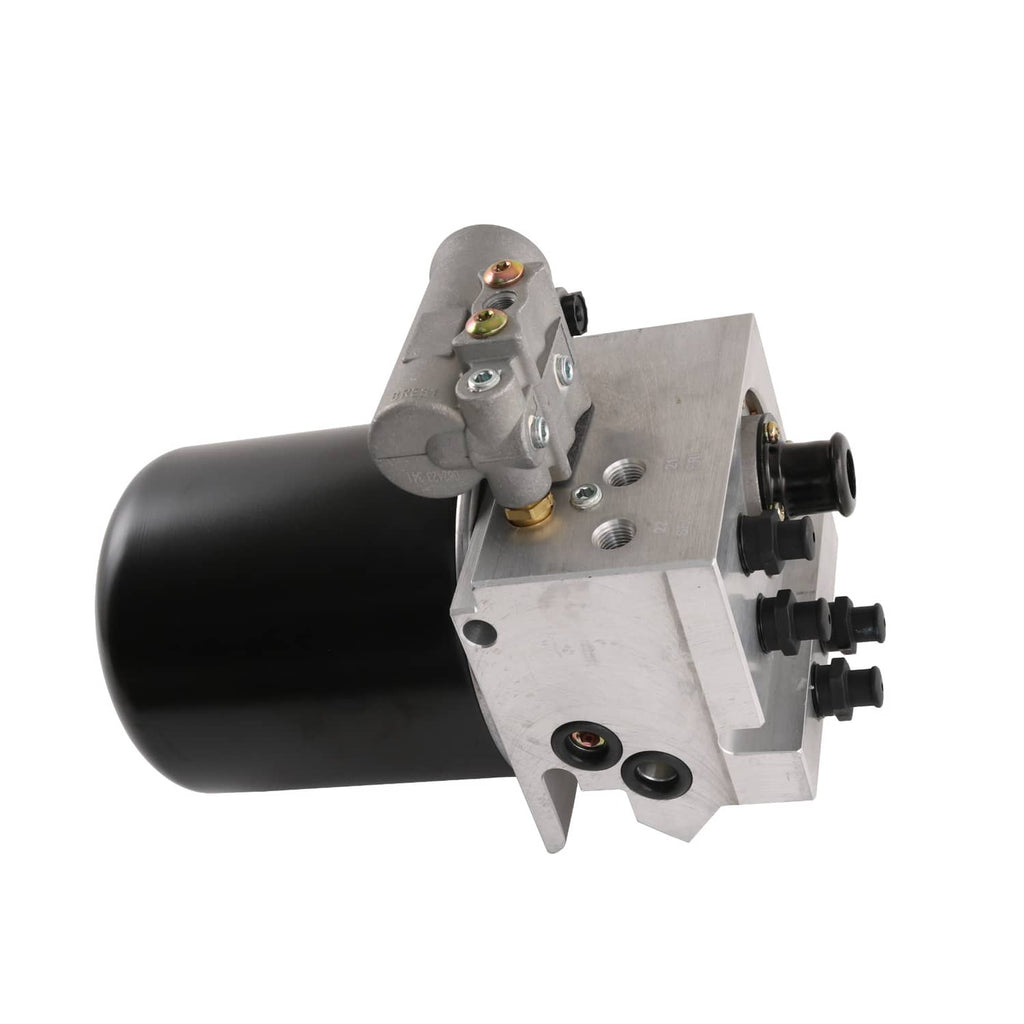 Air dryer with black cylindrical reservoir and silver mounting bracket, electrical fittings included