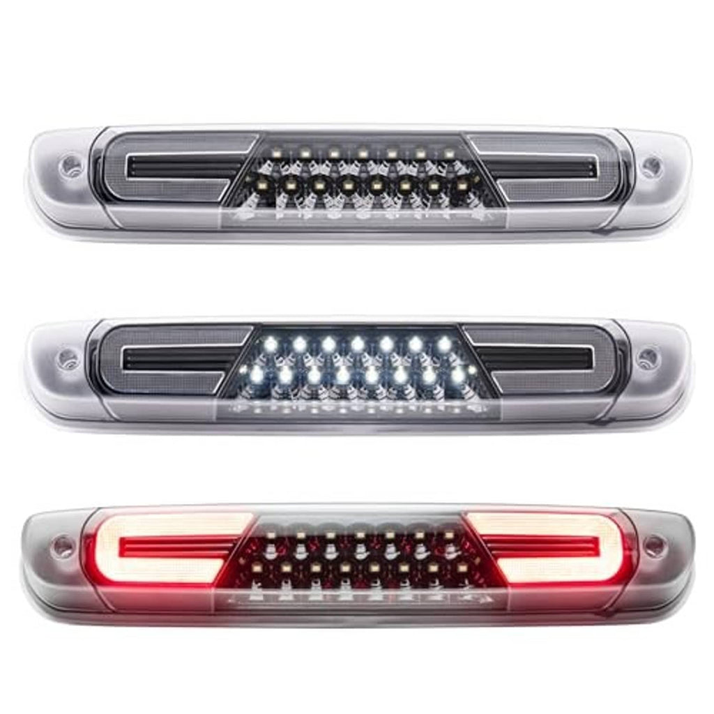 LED third brake light with clear lens and silver housing, visible LED bulb arrays