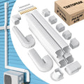 Mini-split line set cover kit with 17 ft white duct covers, corner elbows, couplers, and screws