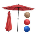 Dark red 9 ft outdoor patio umbrella with crank tilt and protective canopy