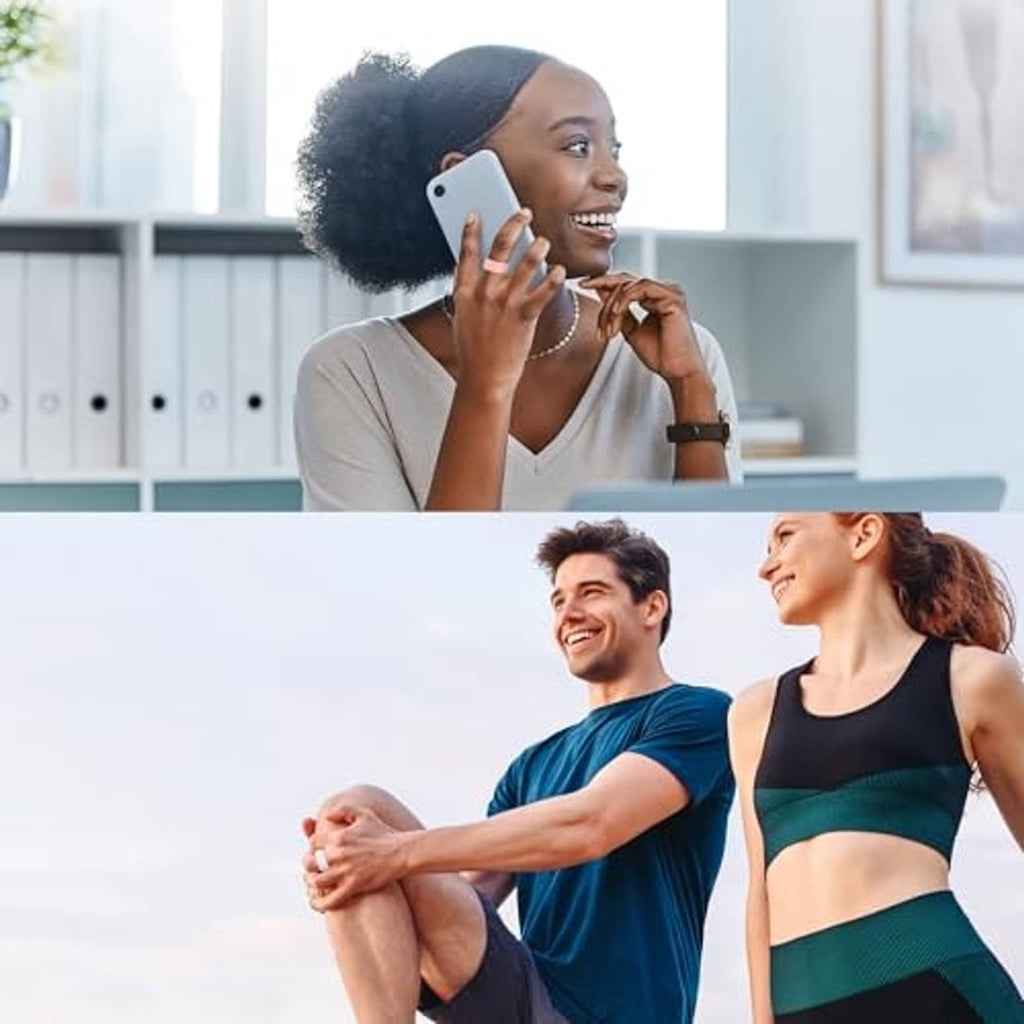 Person wearing a smart ring on their finger during everyday activity.