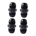 Black 10AN male-to-male flare coupler straight union fuel hose fitting, 4-pack