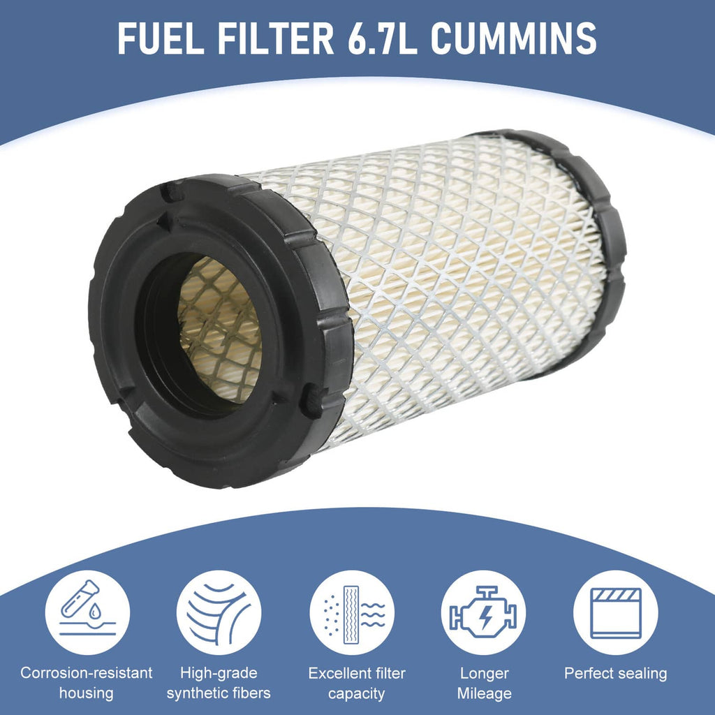 Pleated air filter element for replacement, with black end caps